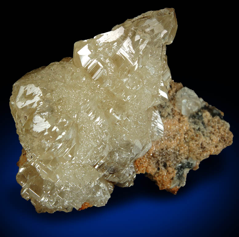 Cerussite (di-pyramidal twinned crystals) over Dolomite from Mibladen, Haute Moulouya Basin, Zeida-Aouli-Mibladen belt, Midelt Province, Morocco