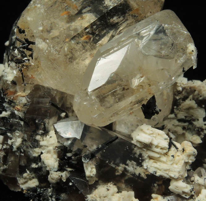 Topaz over Quartz, Schorl Tourmaline, Microcline, Hyalite Opal from Kleine Spitzkoppe, 47 km WNW of Usakos, Erongo region, Namibia