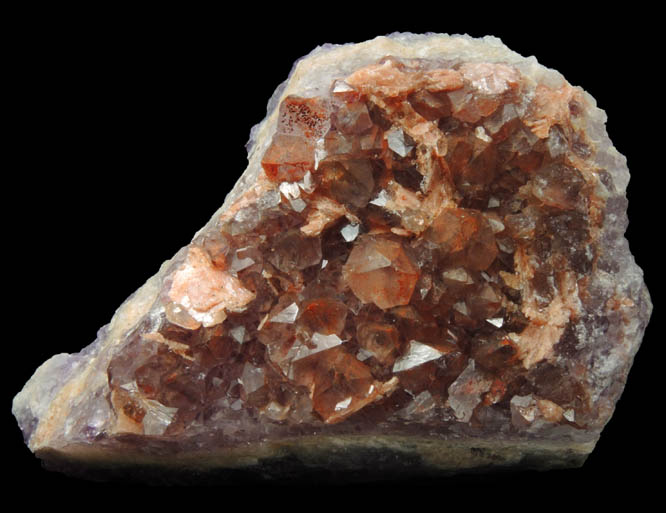 Quartz var. Amethyst Quartz with Hematite inclusions plus Barite from Pearl Station, Thunder Bay District, Ontario, Canada