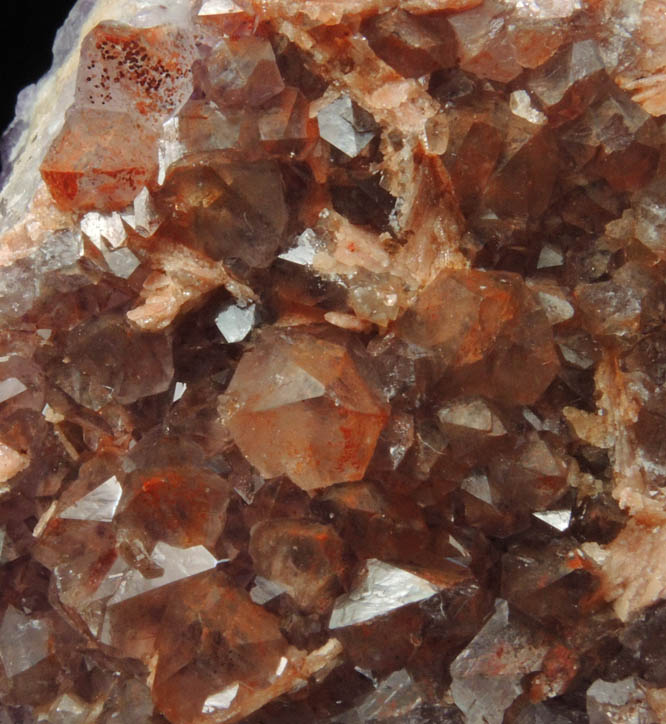 Quartz var. Amethyst Quartz with Hematite inclusions plus Barite from Pearl Station, Thunder Bay District, Ontario, Canada