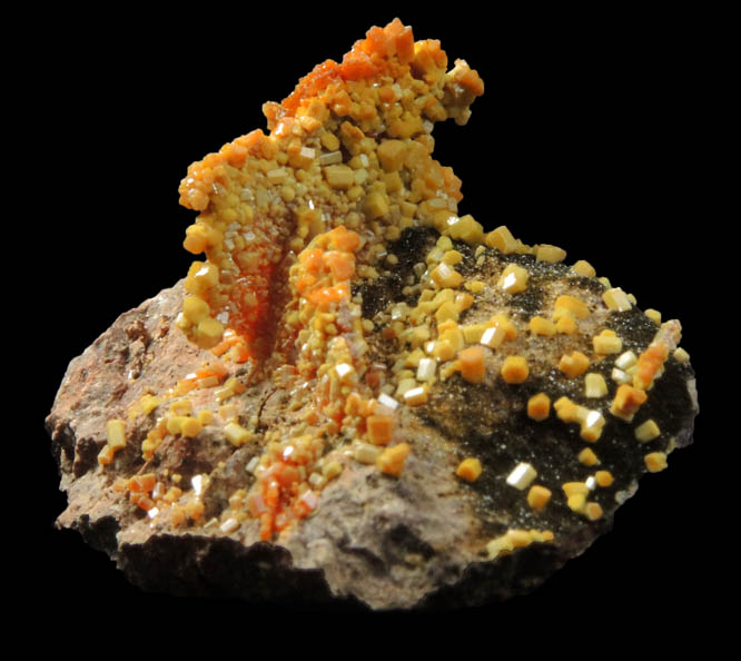 Vanadinite pseudomorphs after Wulfenite from Rowley Mine, 20 km northwest of Theba, Painted Rock Mountains, Maricopa County, Arizona