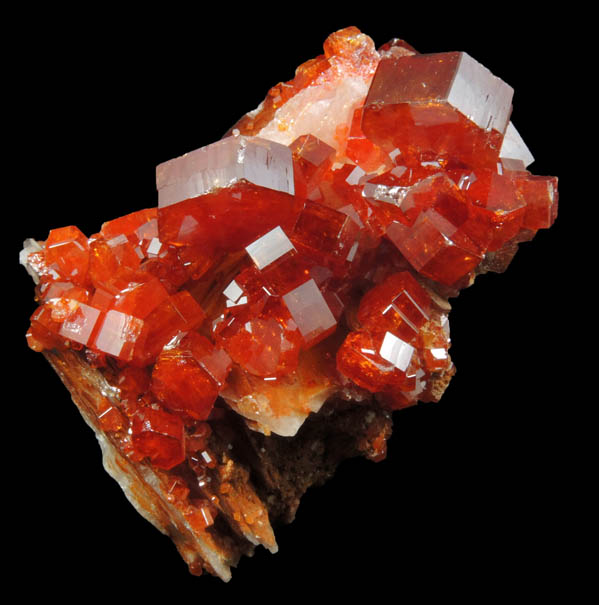 Vanadinite over Barite from Mibladen, Haute Moulouya Basin, Zeida-Aouli-Mibladen belt, Midelt Province, Morocco