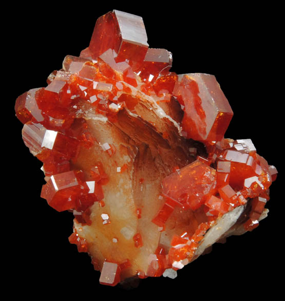 Vanadinite over Barite from Mibladen, Haute Moulouya Basin, Zeida-Aouli-Mibladen belt, Midelt Province, Morocco