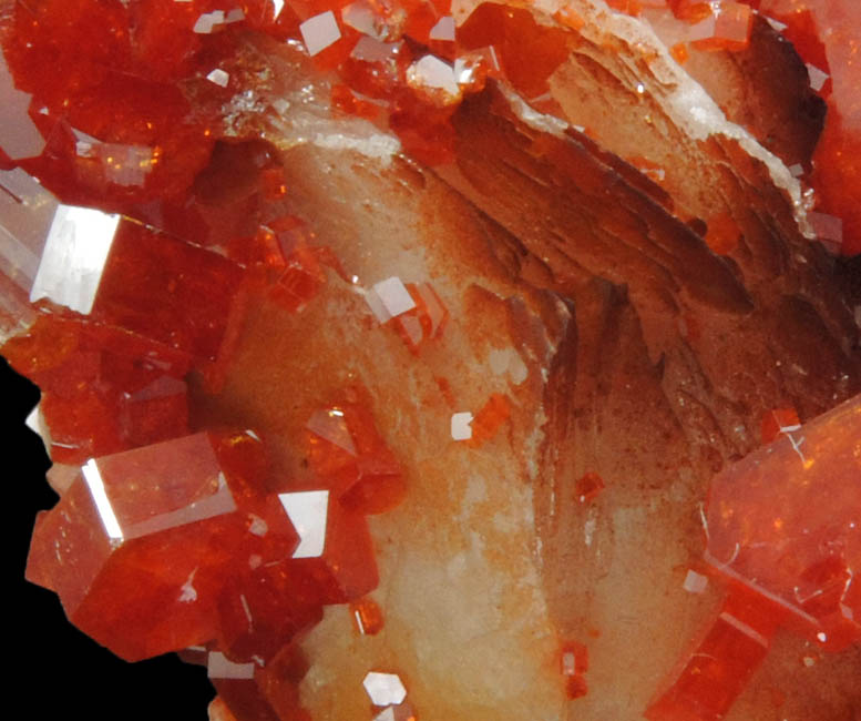 Vanadinite over Barite from Mibladen, Haute Moulouya Basin, Zeida-Aouli-Mibladen belt, Midelt Province, Morocco