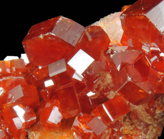 Vanadinite over Barite from Mibladen, Haute Moulouya Basin, Zeida-Aouli-Mibladen belt, Midelt Province, Morocco