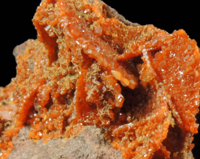 Vanadinite pseudomorphs after Wulfenite from Rowley Mine, 20 km northwest of Theba, Painted Rock Mountains, Maricopa County, Arizona