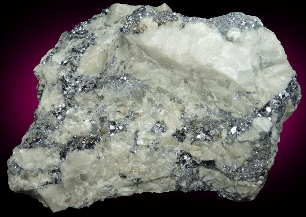 Galena with Sphalerite in marble from Lime Crest Quarry (Limecrest), Sussex Mills, 4.5 km northwest of Sparta, Sussex County, New Jersey