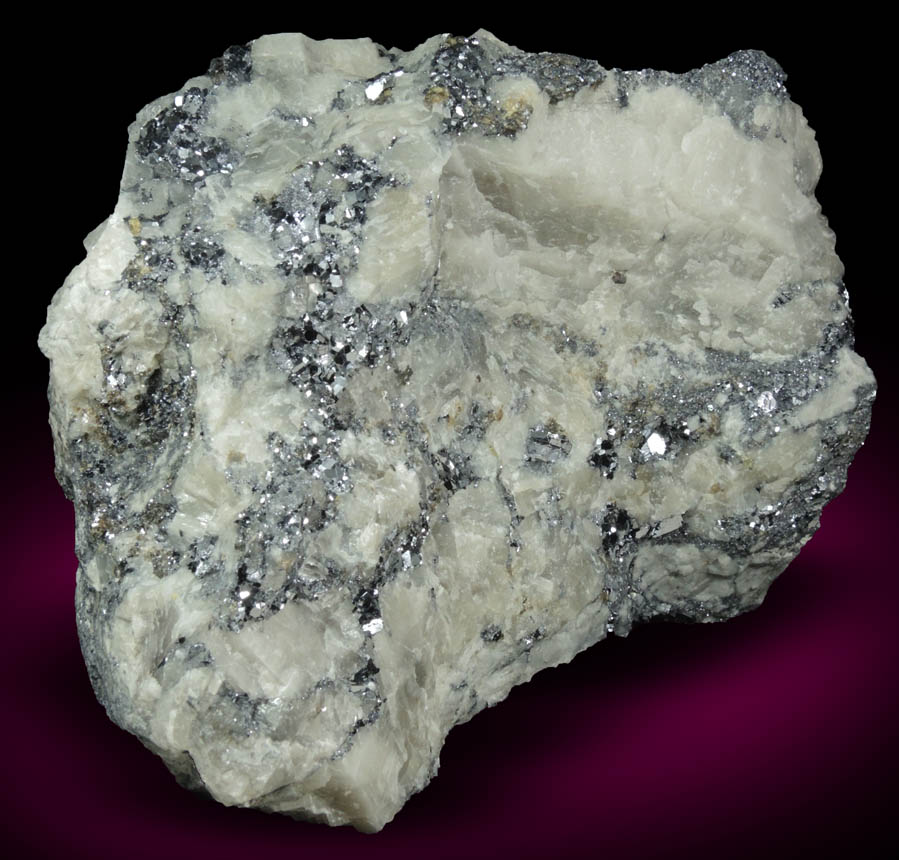 Galena with Sphalerite in marble from Lime Crest Quarry (Limecrest), Sussex Mills, 4.5 km northwest of Sparta, Sussex County, New Jersey