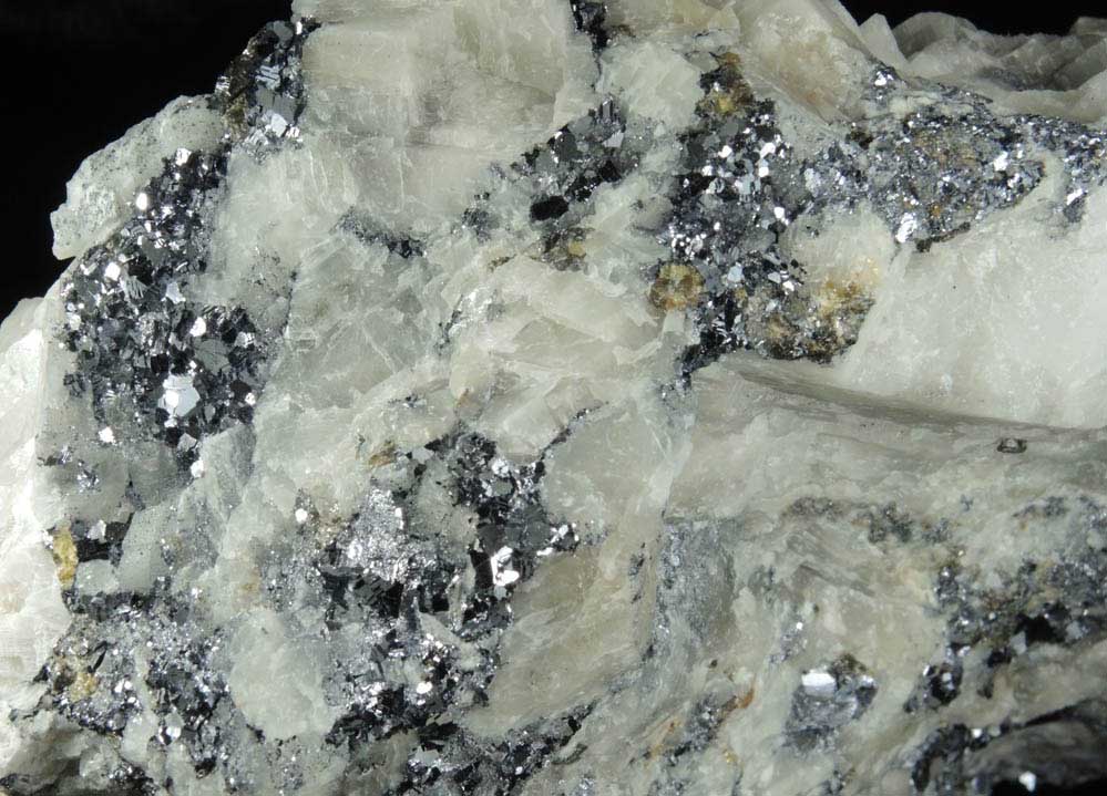 Galena with Sphalerite in marble from Lime Crest Quarry (Limecrest), Sussex Mills, 4.5 km northwest of Sparta, Sussex County, New Jersey