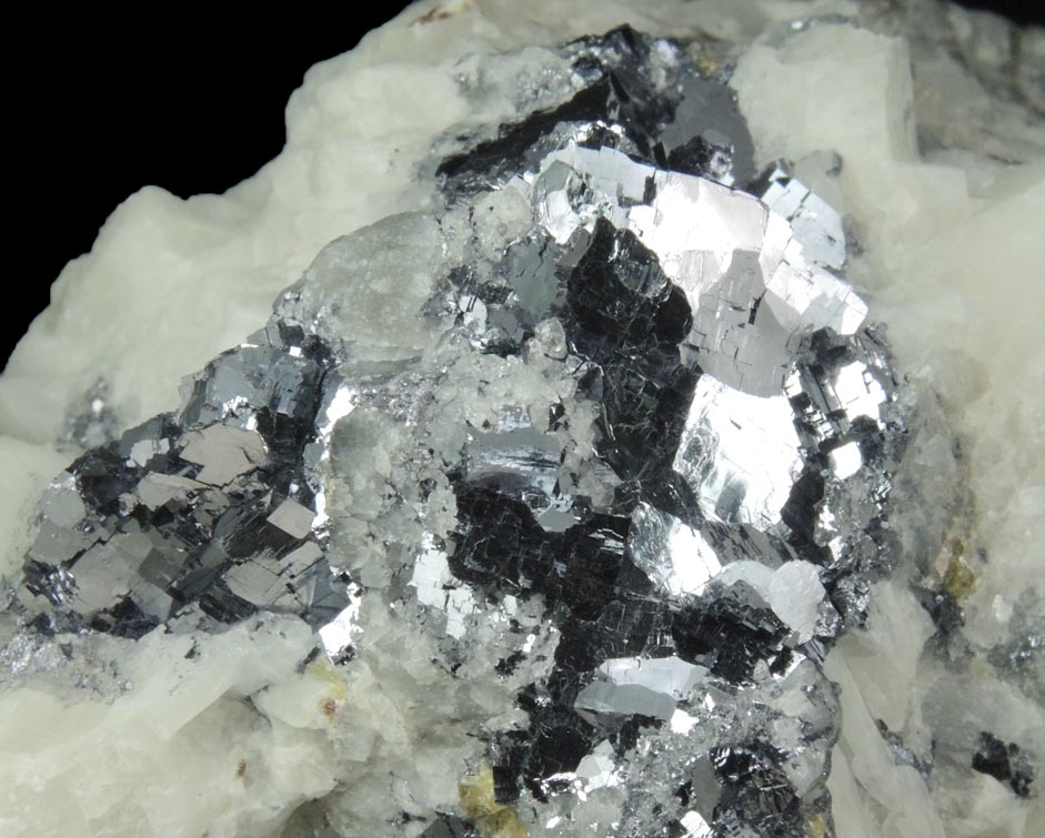 Galena with Sphalerite in marble from Lime Crest Quarry (Limecrest), Sussex Mills, 4.5 km northwest of Sparta, Sussex County, New Jersey