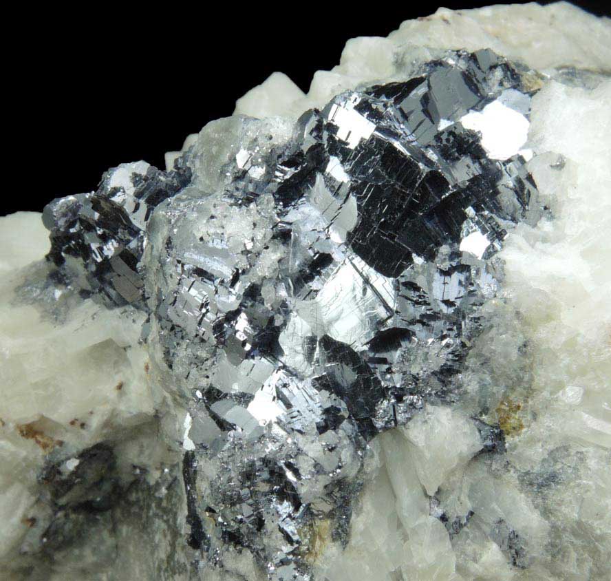 Galena with Sphalerite in marble from Lime Crest Quarry (Limecrest), Sussex Mills, 4.5 km northwest of Sparta, Sussex County, New Jersey