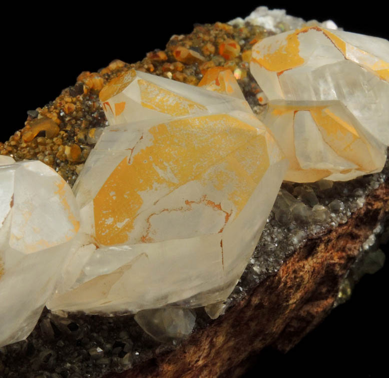 Calcite (contact-twinned) on Calcite with Limonite coating from Daye, Huangshi, Hubei, China