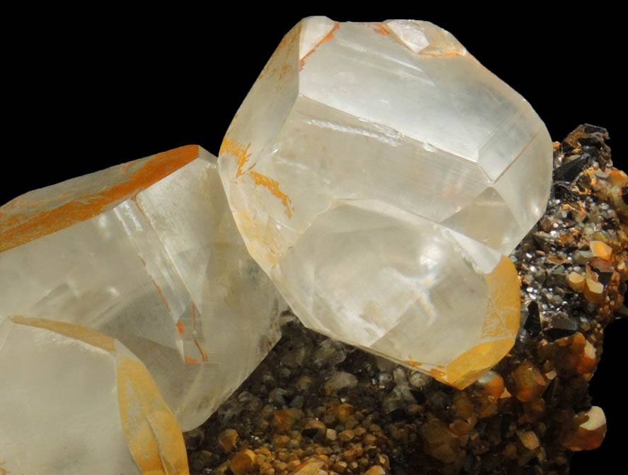 Calcite (contact-twinned) on Calcite with Limonite coating from Daye, Huangshi, Hubei, China