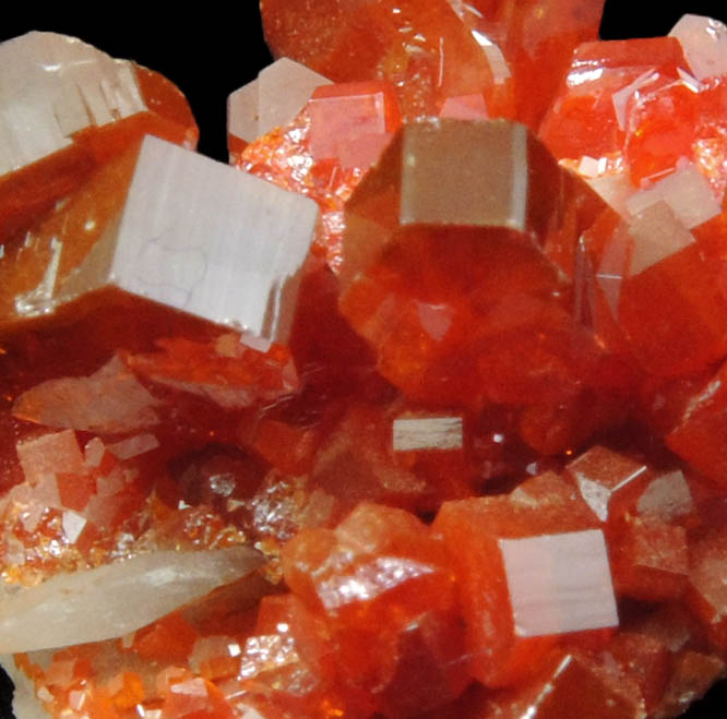 Vanadinite on Barite from Mibladen, Haute Moulouya Basin, Zeida-Aouli-Mibladen belt, Midelt Province, Morocco