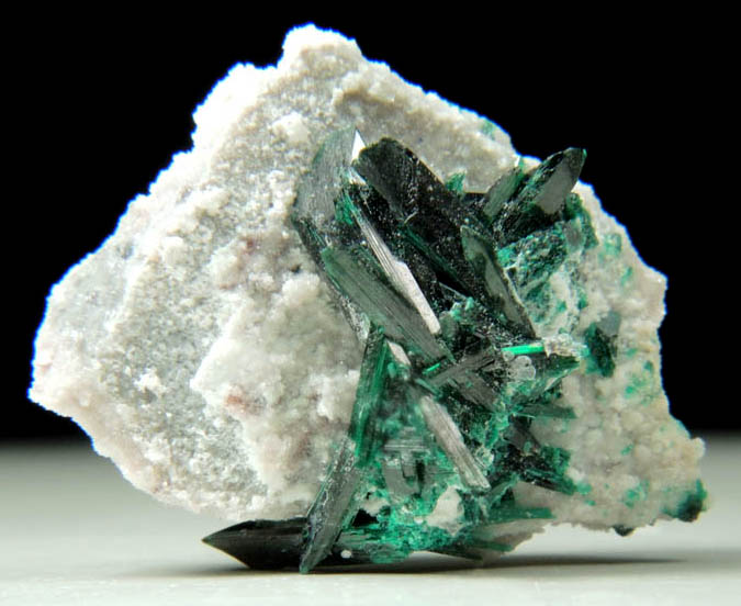 Brochantite on Quartz from Milpillas Mine, Cuitaca, Sonora, Mexico