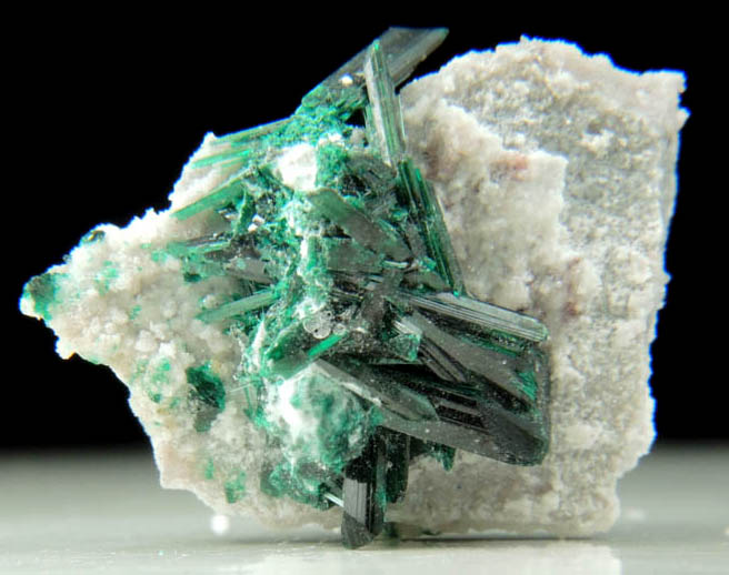 Brochantite on Quartz from Milpillas Mine, Cuitaca, Sonora, Mexico