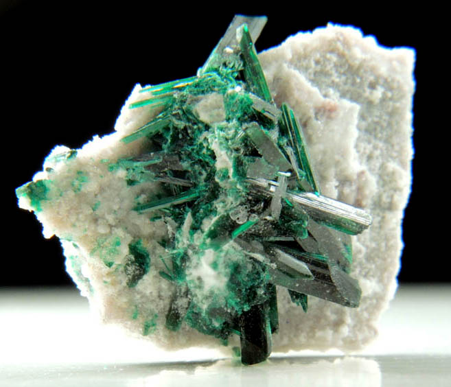 Brochantite on Quartz from Milpillas Mine, Cuitaca, Sonora, Mexico