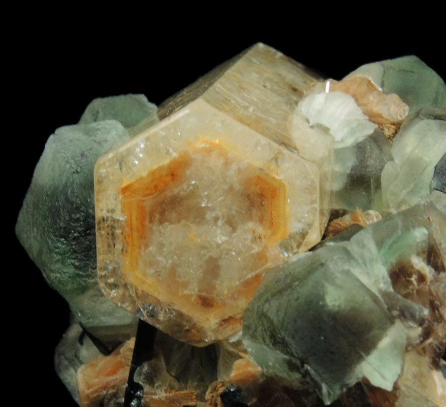 Beryl (zoned crystal), Fluorite, Schorl Tourmaline, Muscovite from Erongo Mountains, 20 km north of Usakos, Damaraland, Namibia