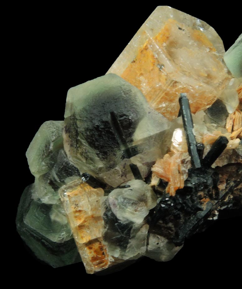 Beryl (zoned crystal), Fluorite, Schorl Tourmaline, Muscovite from Erongo Mountains, 20 km north of Usakos, Damaraland, Namibia