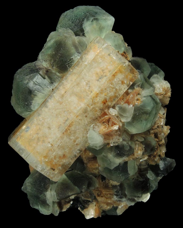 Beryl (zoned crystal), Fluorite, Schorl Tourmaline, Muscovite from Erongo Mountains, 20 km north of Usakos, Damaraland, Namibia