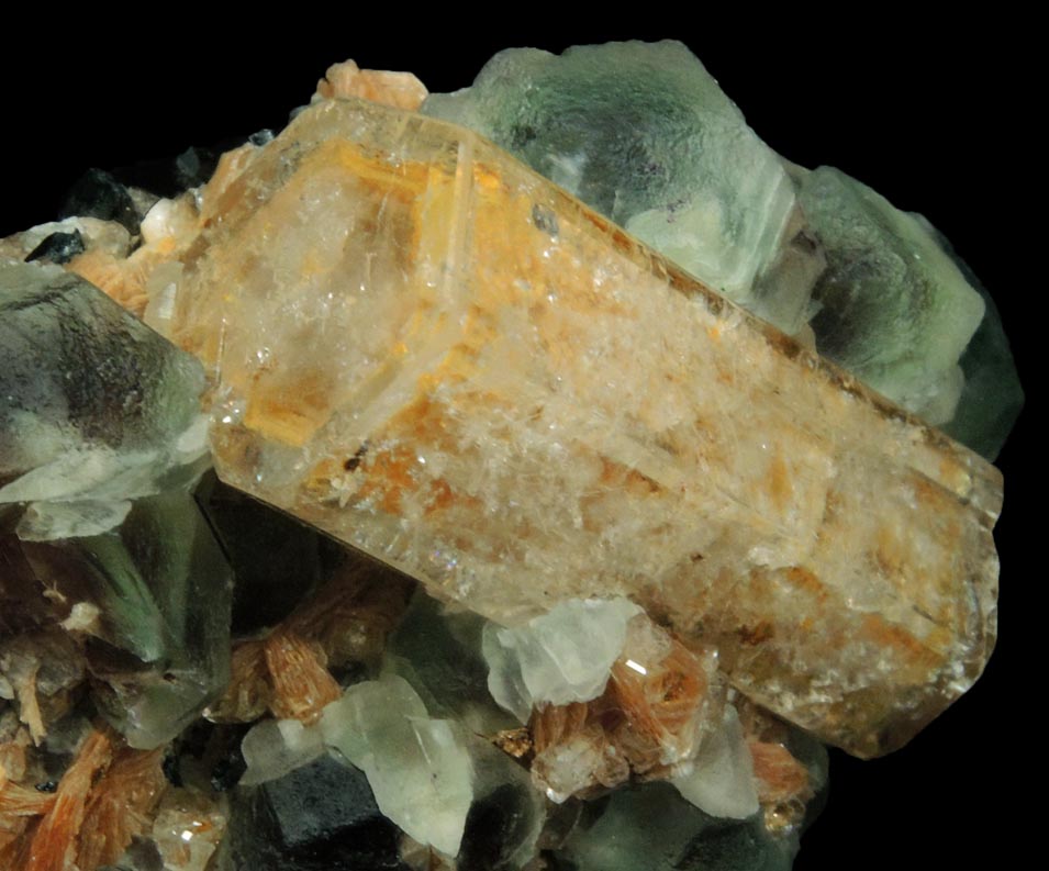 Beryl (zoned crystal), Fluorite, Schorl Tourmaline, Muscovite from Erongo Mountains, 20 km north of Usakos, Damaraland, Namibia