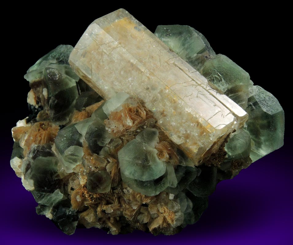 Beryl (zoned crystal), Fluorite, Schorl Tourmaline, Muscovite from Erongo Mountains, 20 km north of Usakos, Damaraland, Namibia