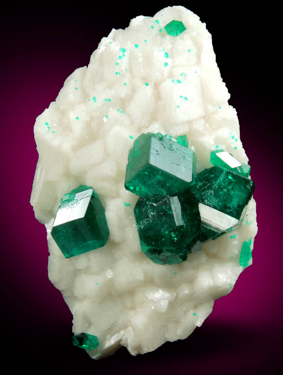 Dioptase on Calcite from Tsumeb Mine, Otavi-Bergland District, Oshikoto, Namibia