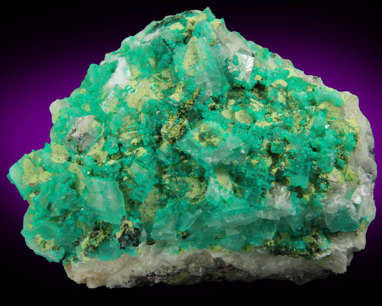 Dioptase, Calcite, Bayldonite from Tsumeb Mine, Otavi-Bergland District, Oshikoto, Namibia