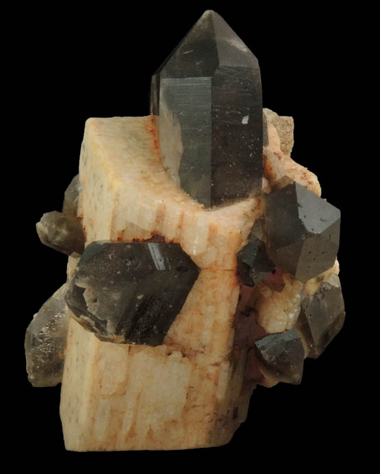 Quartz var. Smoky Quartz on Microcline from Monte Maria, Cagliari, Sardinia, Italy