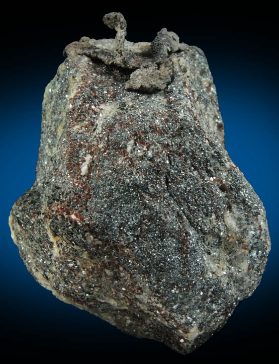 Lead (Native Lead) on Hausmannite from Langban, Värmland, Sweden