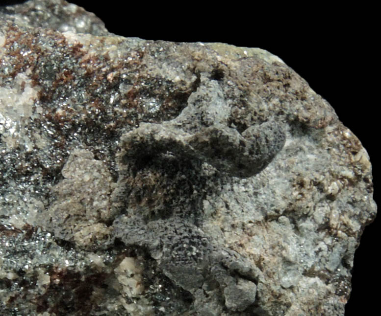 Lead (Native Lead) on Hausmannite from Langban, Vrmland, Sweden