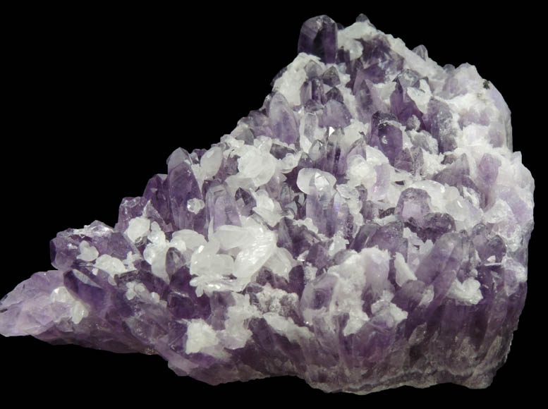 Quartz var. Amethyst with Calcite from Veta Madre Mining District, Guanajuato, Mexico