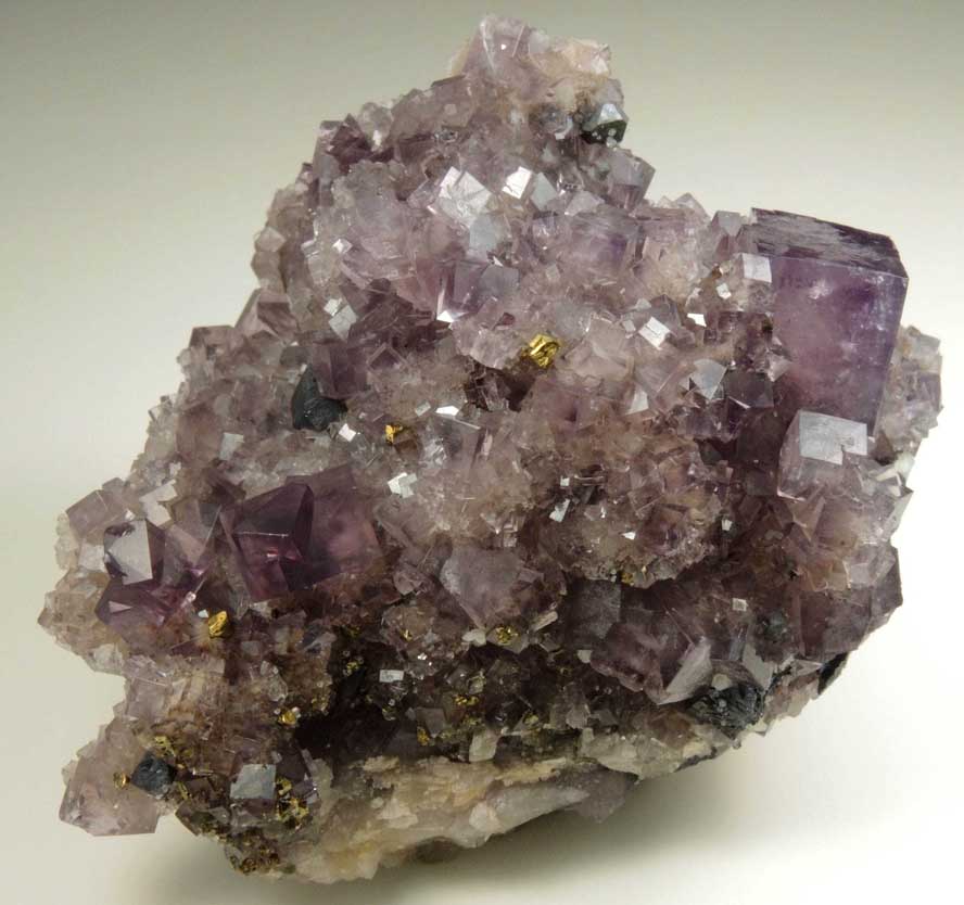 Fluorite (twinned crystals), Galena, Chalcopyrite, Quartz from Blackdene Mine, Ireshopeburn, Weardale, County Durham, England