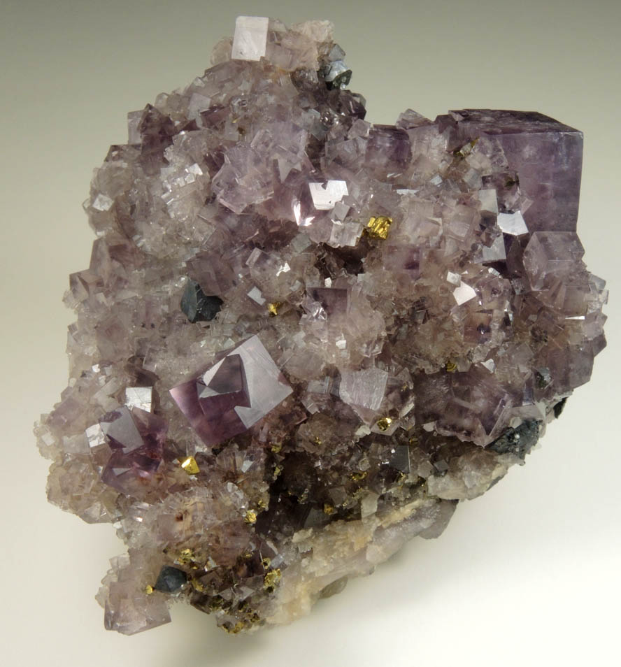 Fluorite (twinned crystals), Galena, Chalcopyrite, Quartz from Blackdene Mine, Ireshopeburn, Weardale, County Durham, England