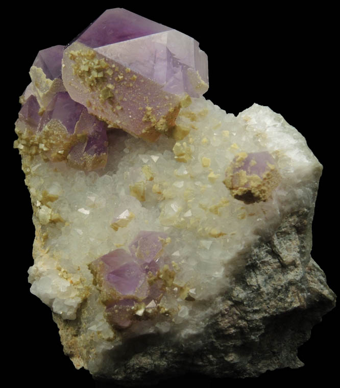 Quartz var. Amethyst Quartz with Dolomite from Simeone Quarry, Wrentham, Norfolk County, Massachusetts