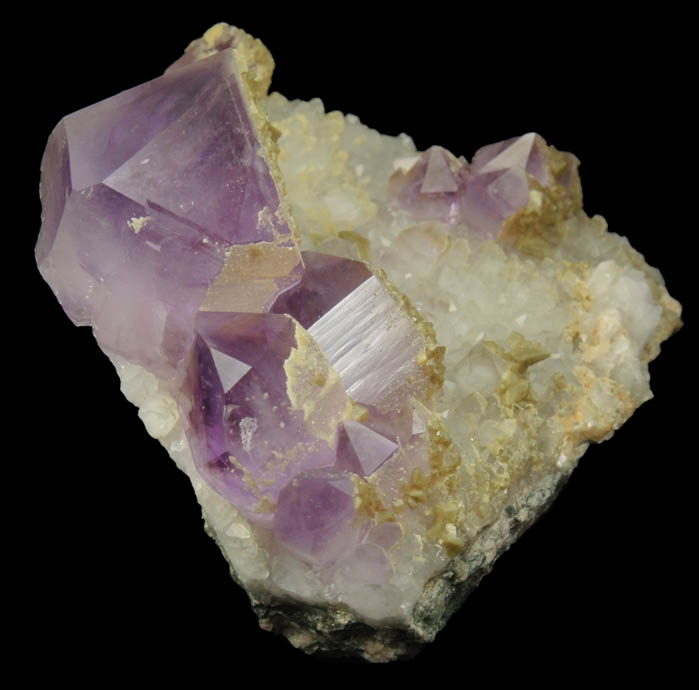 Quartz var. Amethyst Quartz with Dolomite from Simeone Quarry, Wrentham, Norfolk County, Massachusetts