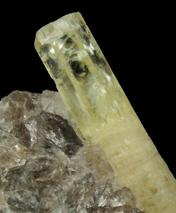 Beryl var. Heliodor on Quartz from Slocum Beryl Prospect, East Hampton, Middlesex County, Connecticut