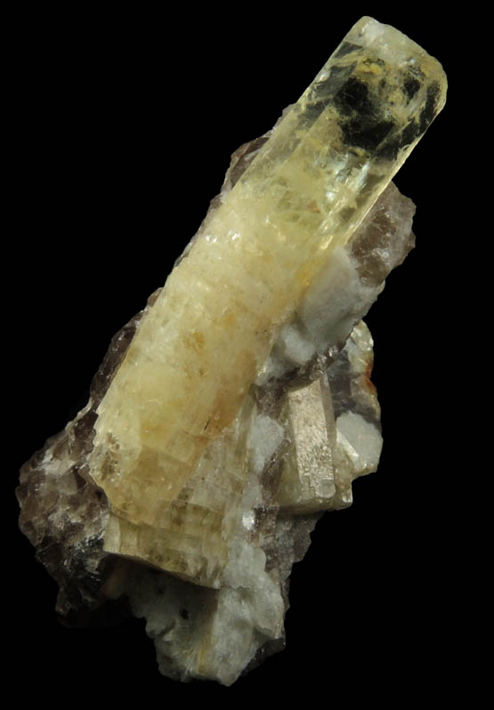 Beryl var. Heliodor on Quartz from Slocum Beryl Prospect, East Hampton, Middlesex County, Connecticut