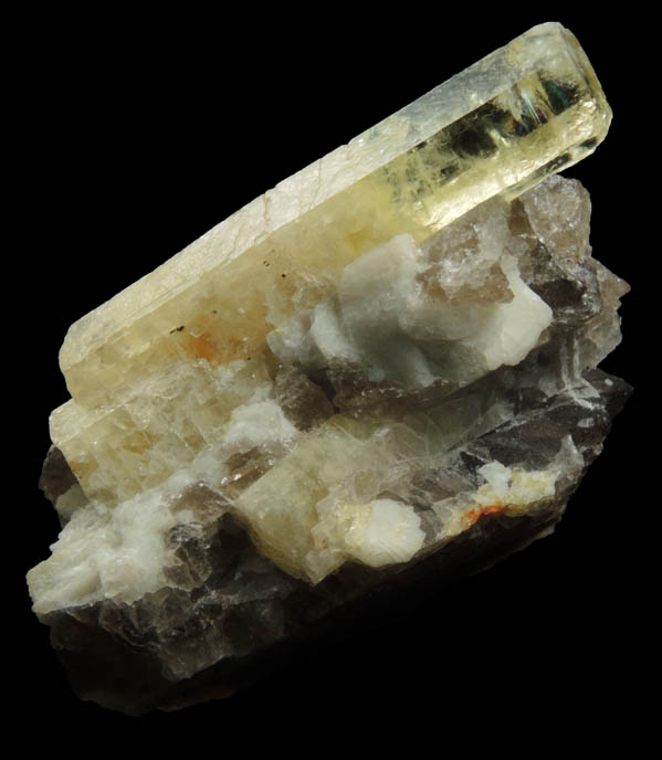 Beryl var. Heliodor on Quartz from Slocum Beryl Prospect, East Hampton, Middlesex County, Connecticut