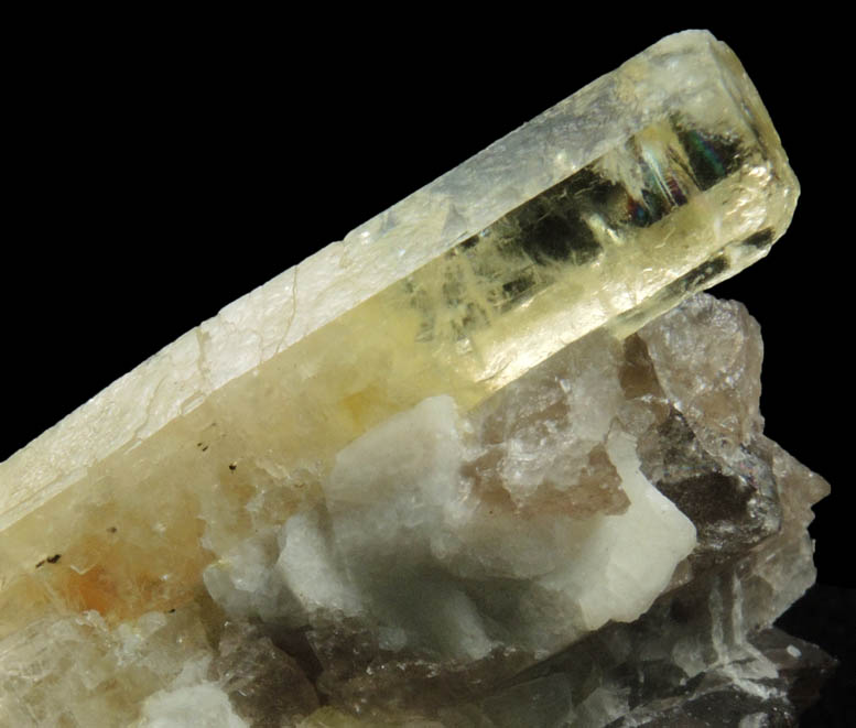 Beryl var. Heliodor on Quartz from Slocum Beryl Prospect, East Hampton, Middlesex County, Connecticut