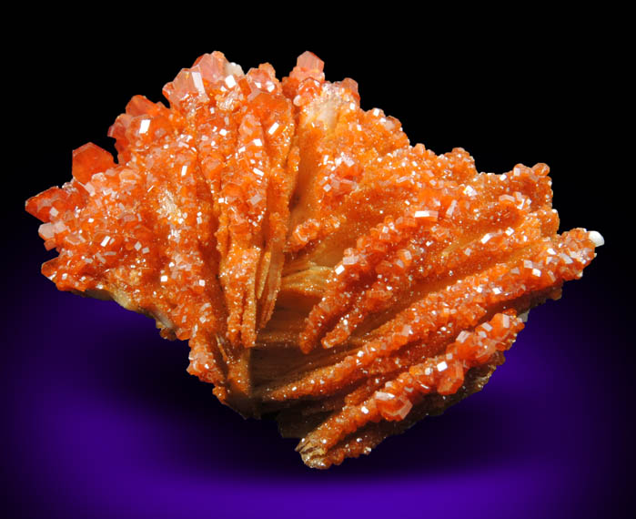 Vanadinite over Barite from Mibladen, Haute Moulouya Basin, Zeida-Aouli-Mibladen belt, Midelt Province, Morocco