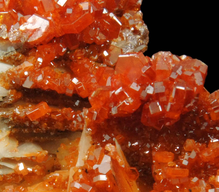 Vanadinite over Barite from Mibladen, Haute Moulouya Basin, Zeida-Aouli-Mibladen belt, Midelt Province, Morocco