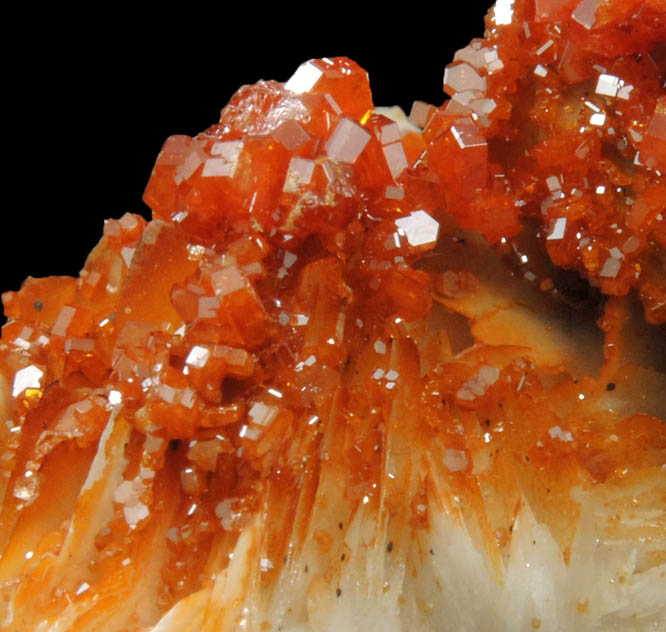 Vanadinite over Barite from Mibladen, Haute Moulouya Basin, Zeida-Aouli-Mibladen belt, Midelt Province, Morocco