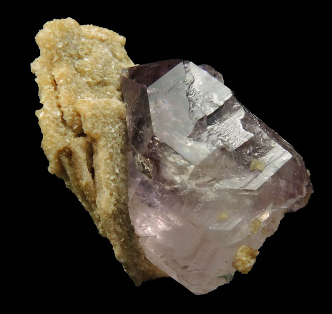 Dolomite on Amethyst Quartz from Simeone Quarry, Wrentham, Norfolk County, Massachusetts