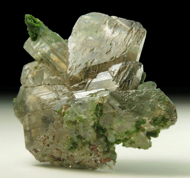 Cerussite (trilling) with Duftite and Malachite from Tsumeb Mine, 3rd Oxide Zone, Otavi-Bergland District, Oshikoto, Namibia (Type Locality for Duftite)