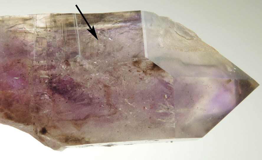 Quartz var. Smoky-Amethyst with moveable internal bubble (Enhydro) from Tafelkop, Goboboseb Mountains, 27 km west of Brandberg Mountain, Erongo region, Namibia