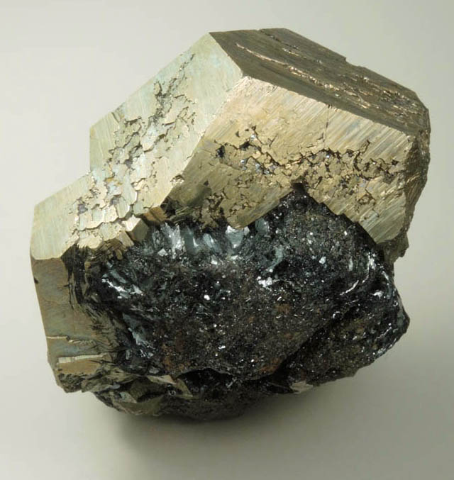 Pyrite on Hematite from Miniera di Rio Marina, Isola d'Elba, Tuscan Archipelago, Livorno, Italy