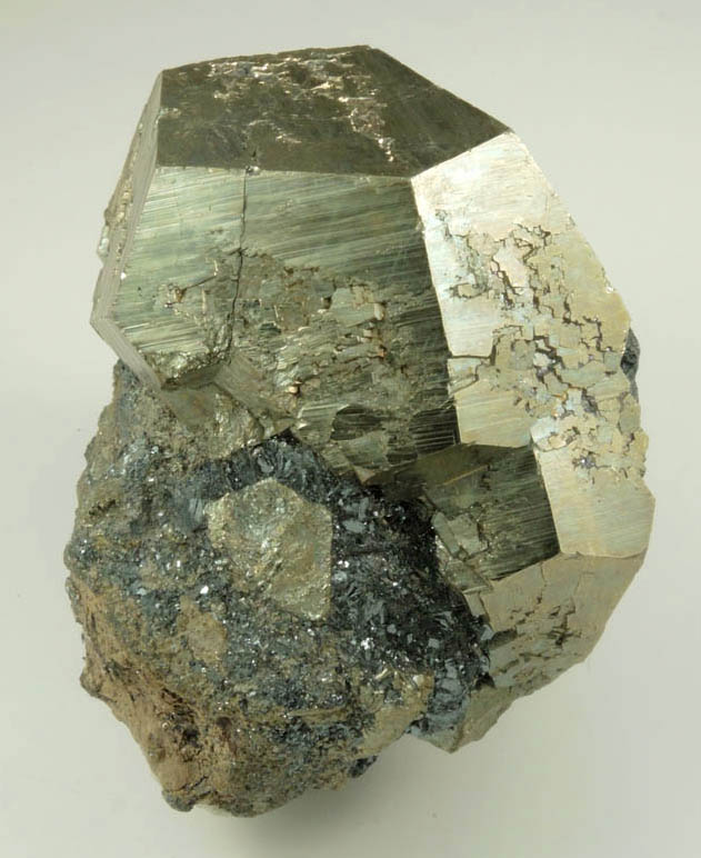 Pyrite on Hematite from Miniera di Rio Marina, Isola d'Elba, Tuscan Archipelago, Livorno, Italy