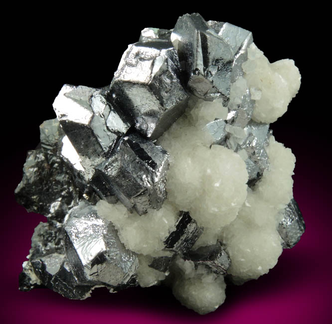 Galena (Spinel Law-twinned) and Calcite from Casapalca District, Huarochiri Province, Peru