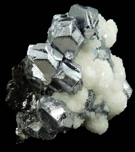 Galena (Spinel Law-twinned) and Calcite from Casapalca District, Huarochiri Province, Peru